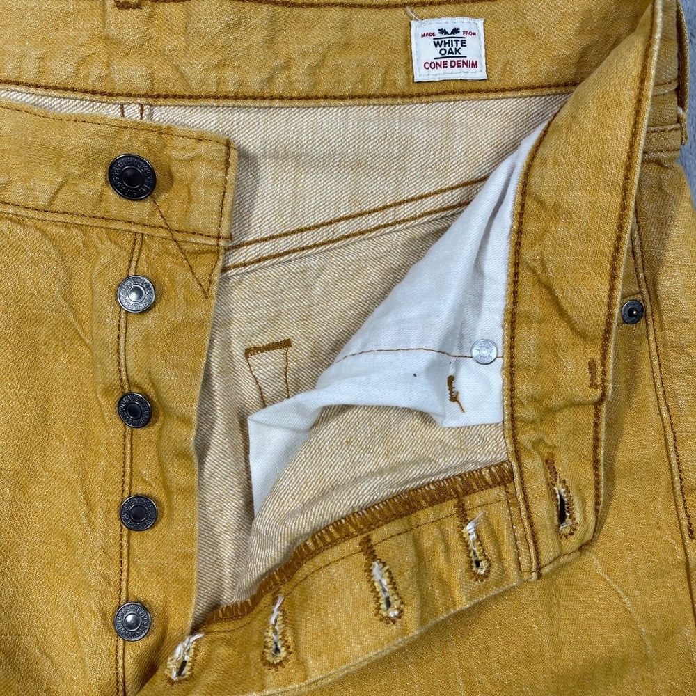 Levi's 501 Jeans Mens 31(30)x29(27) Yellow White Oak Cone Denim Button Fly - Picture 7 of 12